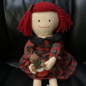 Madeline 1996 Vintage Holiday Limited Edition Doll holding Holiday Stocking